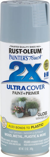2X Ultra Cover 334049 Spray Paint, Gloss, Winter Gray, 12 oz, Can